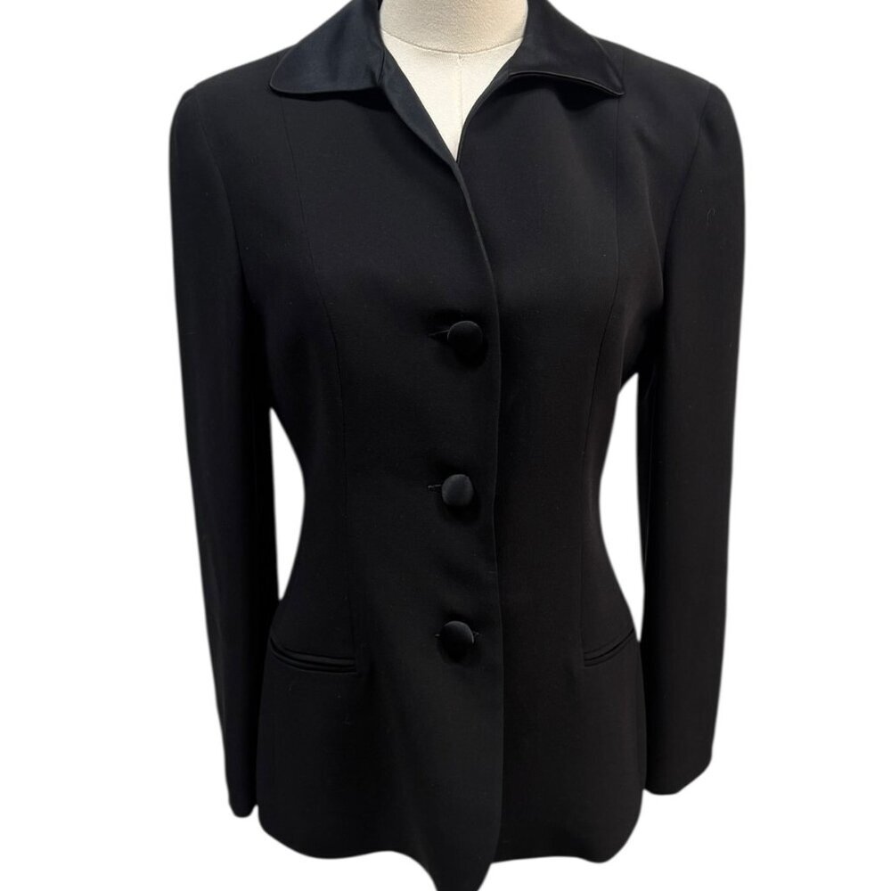 Giorgio Armani Black Label Vintage Black Silk Tuxedo Pant Suit Set IT 38 - EUC